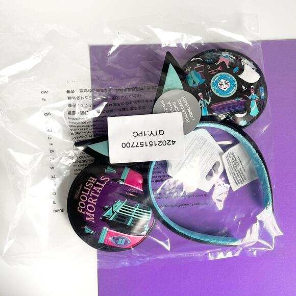 Disney Haunted Mansion EYES Ear Headband - Foolish Mortal Wallpaper Leota Hatbox - Picture 2 of 11